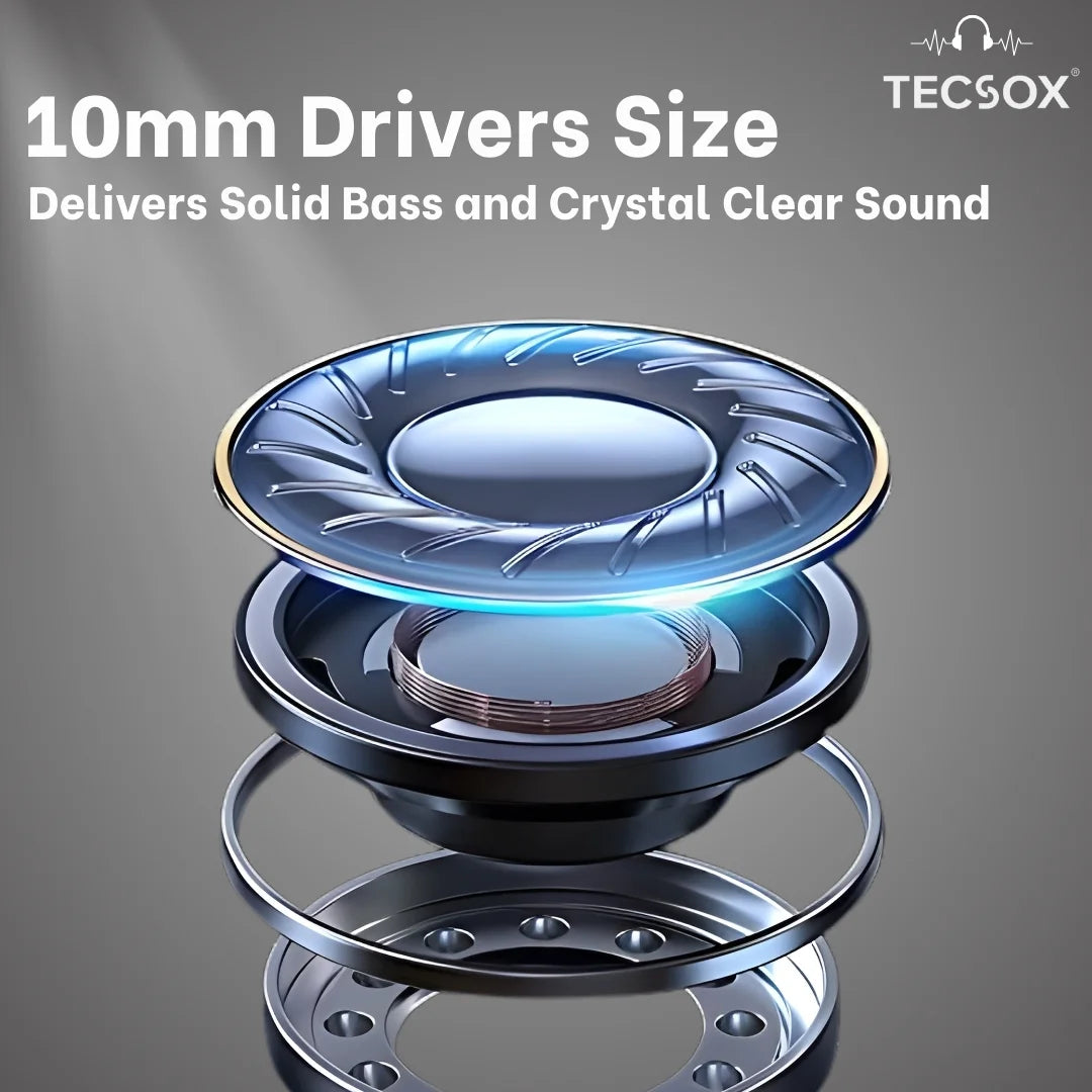 TecPod Pro Earbuds 30Hr Playtime | 5.3 V Bluetooth Earbuds | Deep Bass | Water Resistant