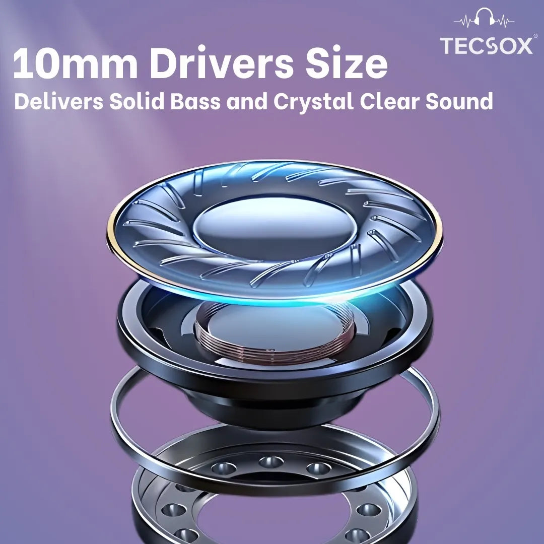 Order TecSox Pulse411  Bluetooth Earbuds | Deep Bass | Under ₹1000