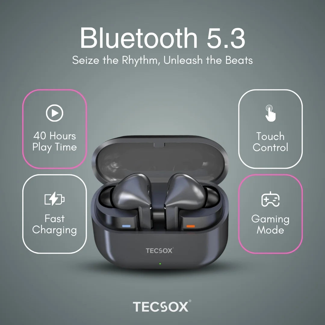 Order TecSox Audora Bluetooth Earbuds | Deep Bass | Under ₹1000