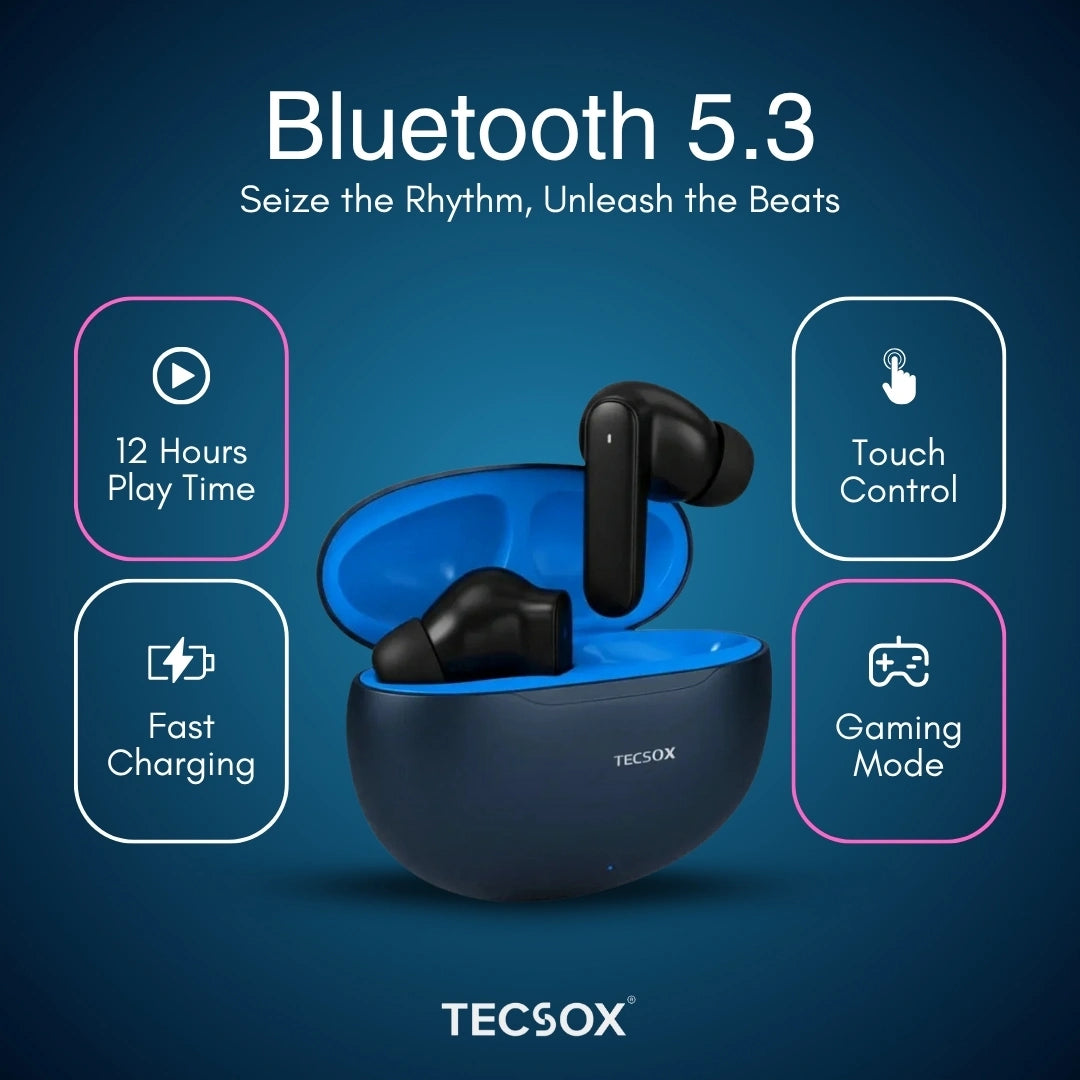 Order TecSox Pulse 611 Bluetooth Earbuds | Deep Bass | Under ₹1000