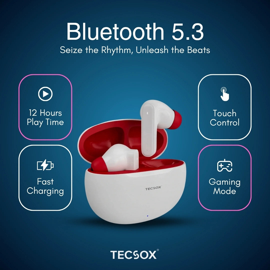 Order TecSox Pulse 611 Bluetooth Earbuds | Deep Bass | Under ₹1000