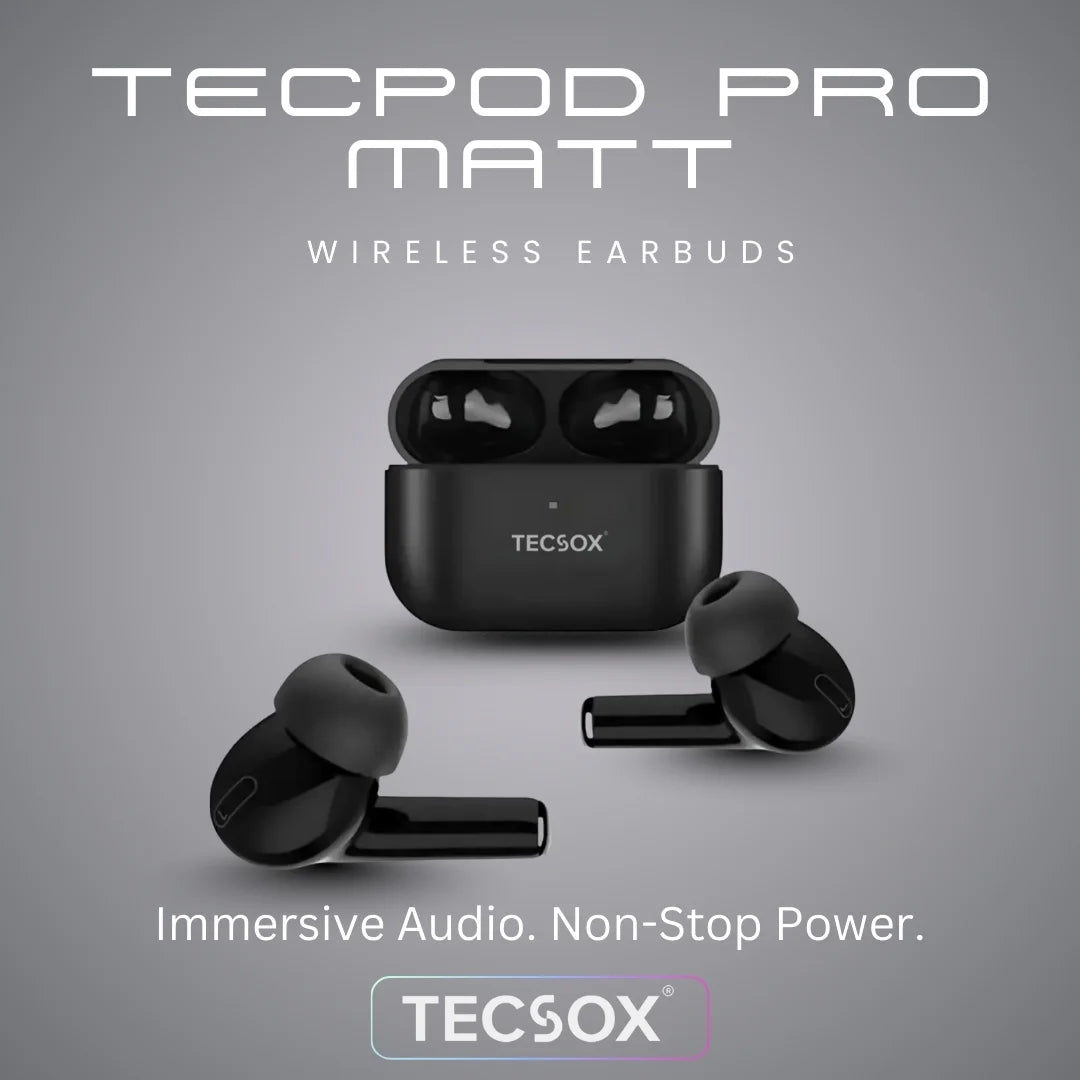 TecPod Pro Earbuds 30Hr Playtime | 5.3 V Bluetooth Earbuds | Deep Bass | Water Resistant