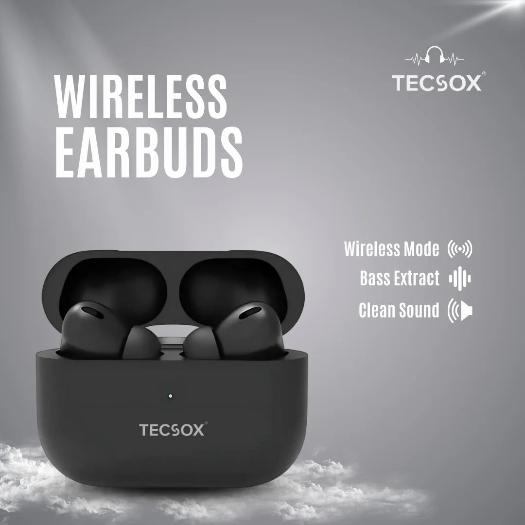 Order TecPod Pro Black Matt Bluetooth Earbuds | Deep Bass | Under ₹1000