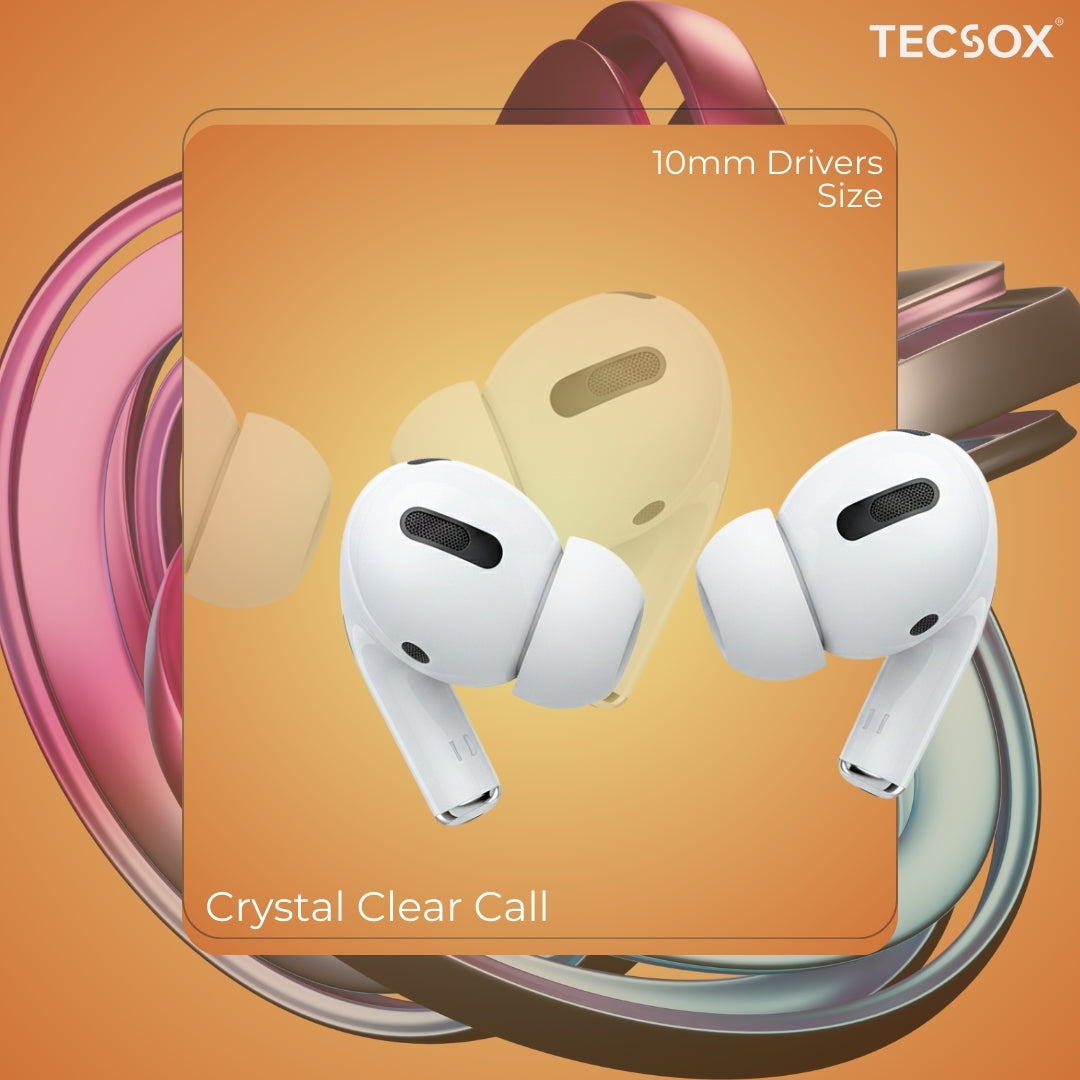 TecPod Max White Bluetooth Earbuds | Deep Bass | 30-hour playtime