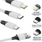 TecSox Cable 3in1 Braided Accessories | Made of study Material | Support All kind of Devices | IPX Water Resistant