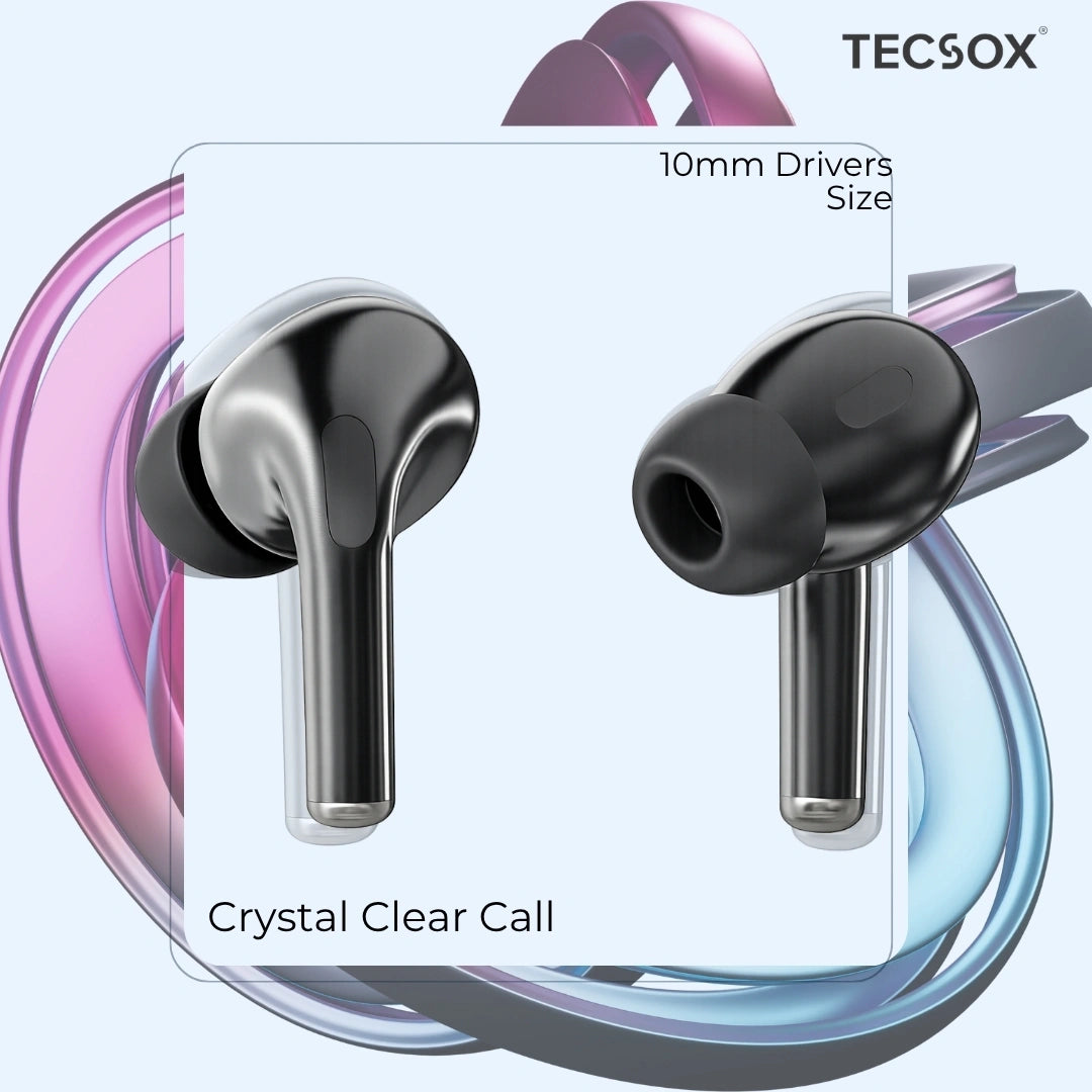 TecSox Tecpods Pro 2 Bluetooth Earbud With Deep Bass & Comfortable Fit | IPX Water Resistant