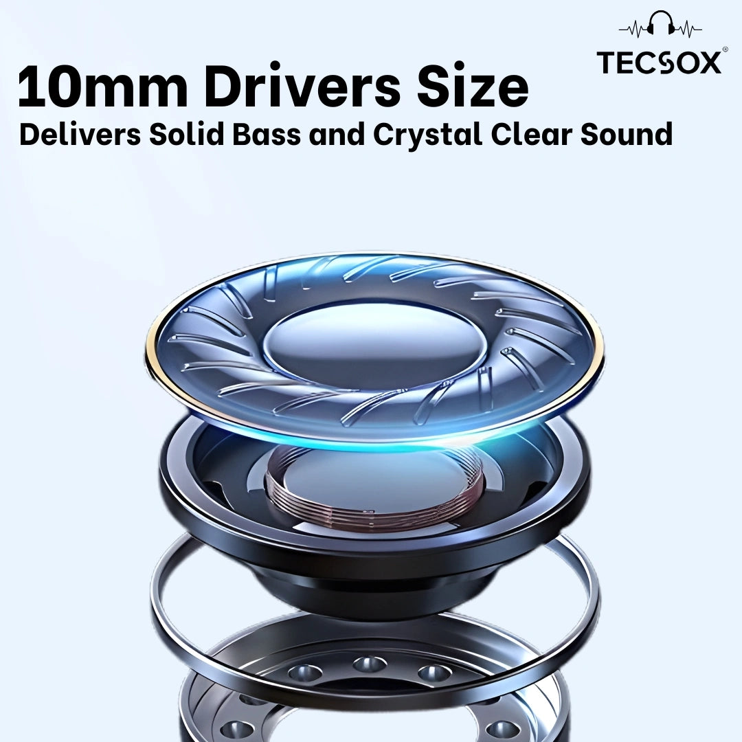 TecSox Tecpods Pro 2 Bluetooth Earbud With Deep Bass & Comfortable Fit | IPX Water Resistant