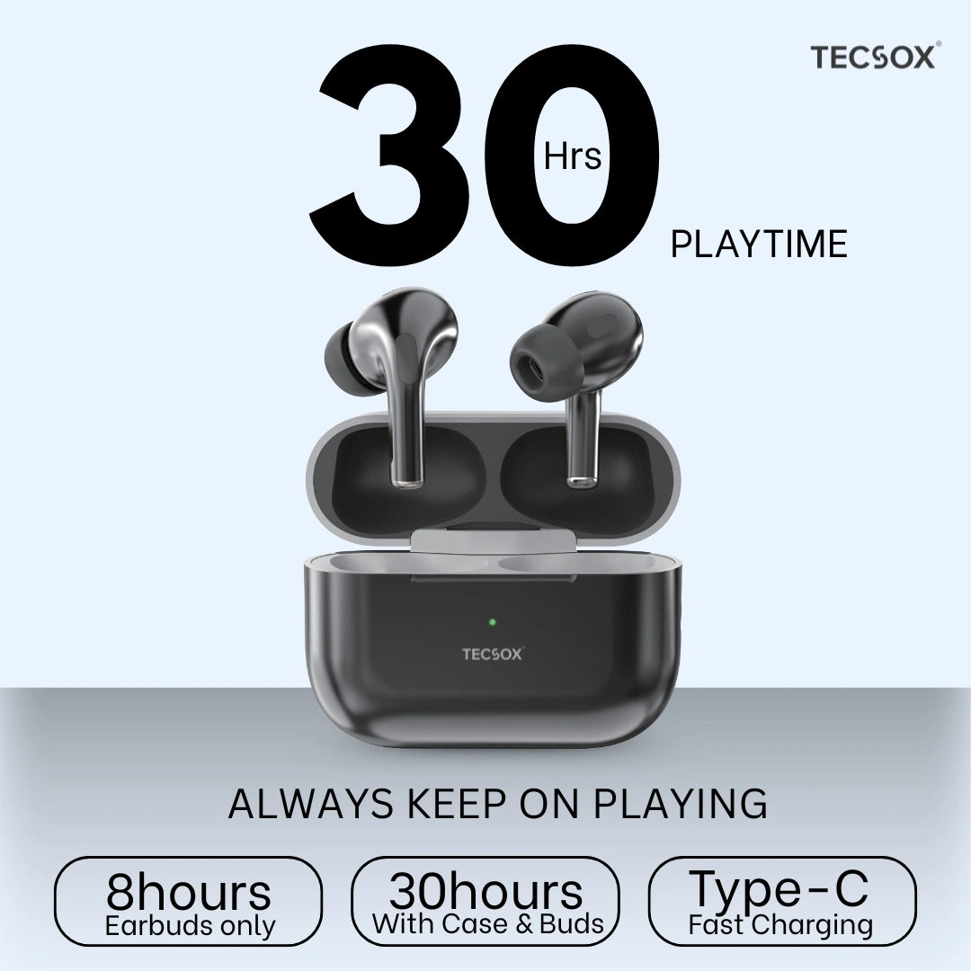 TecSox Tecpods Pro 2 Bluetooth Earbud With Deep Bass & Comfortable Fit | IPX Water Resistant