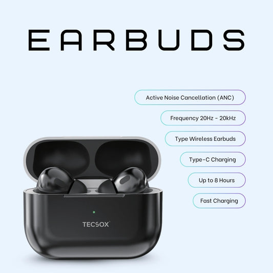 TecSox Tecpods Pro 2 Bluetooth Earbud With Deep Bass & Comfortable Fit | IPX Water Resistant
