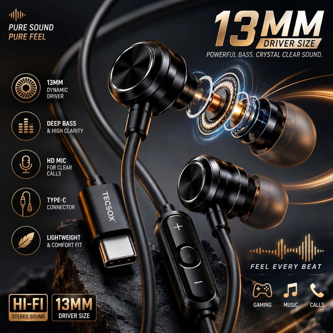 TecSox Bass Bud Earphones 251 | Deep Bass & Balanced Sound