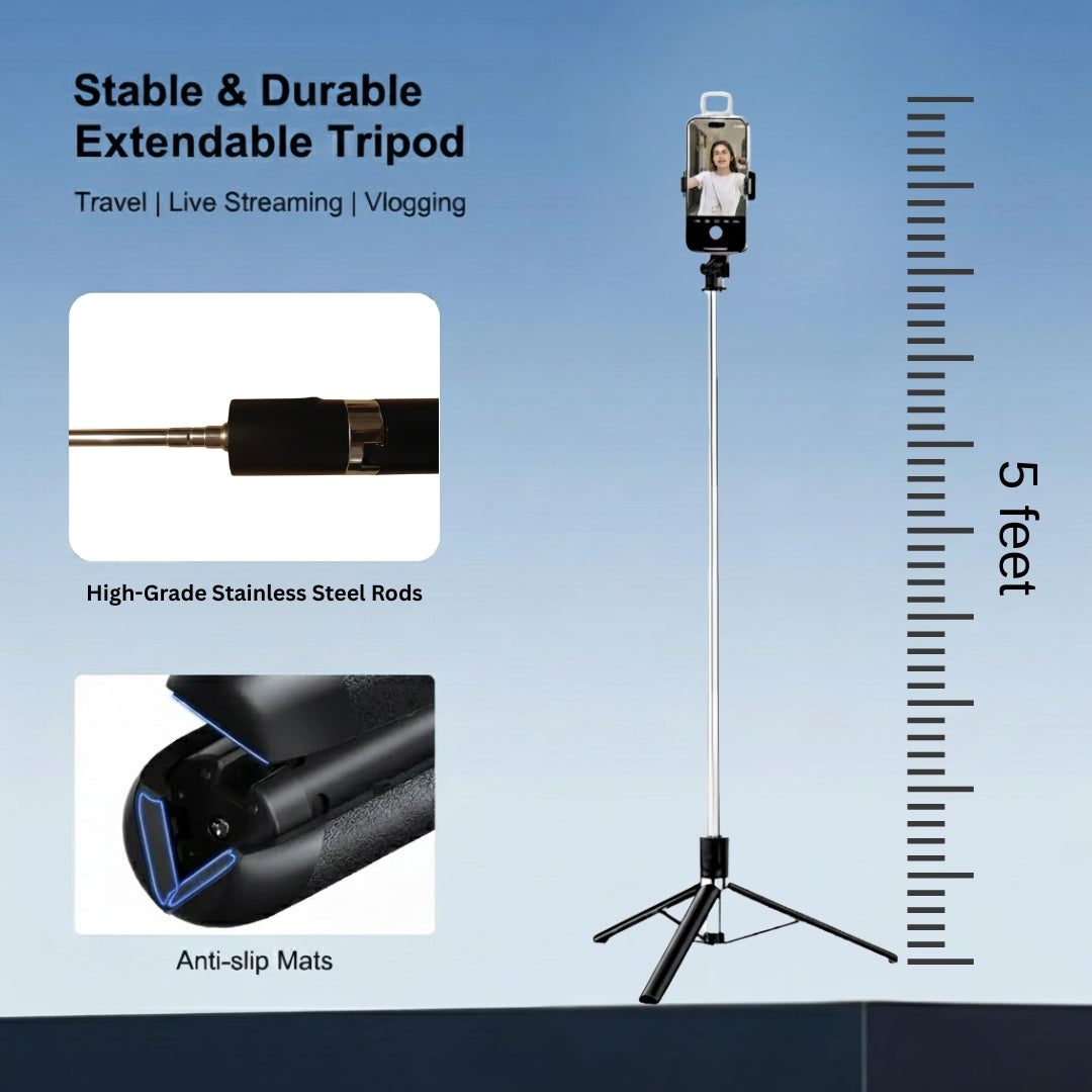 TecSox Halo Stick | 5FT Professional Multi-Role Tripod & Selfie Stick