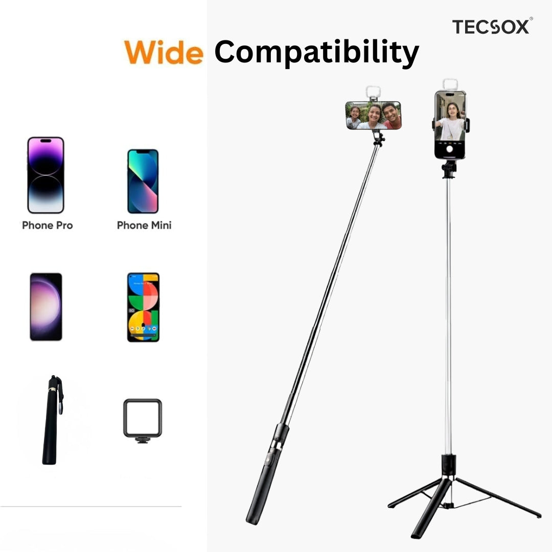 TecSox Halo Stick | 5FT Professional Multi-Role Tripod & Selfie Stick