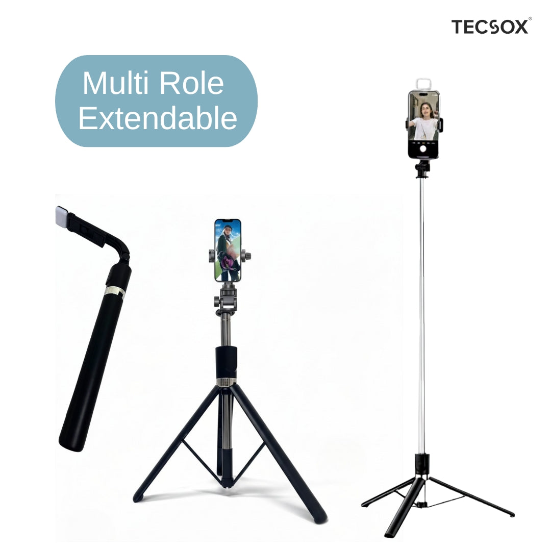 TecSox Halo Stick | 5FT Professional Multi-Role Tripod & Selfie Stick