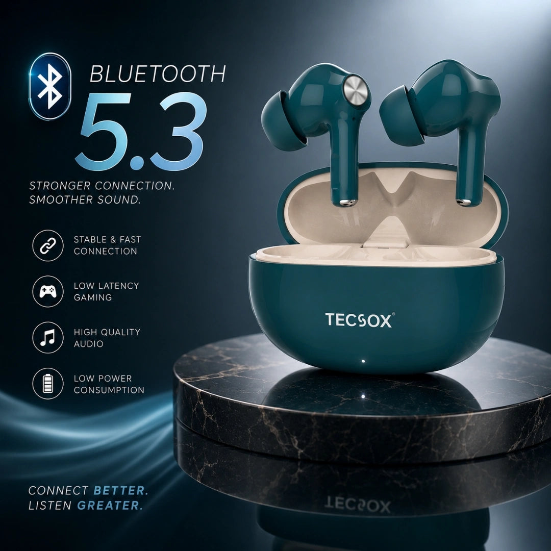 TecSox Neo411 30Hr Playtime |  Wireless Earbud With Deep Bass & Comfortable Fit | IPX Water Resistant