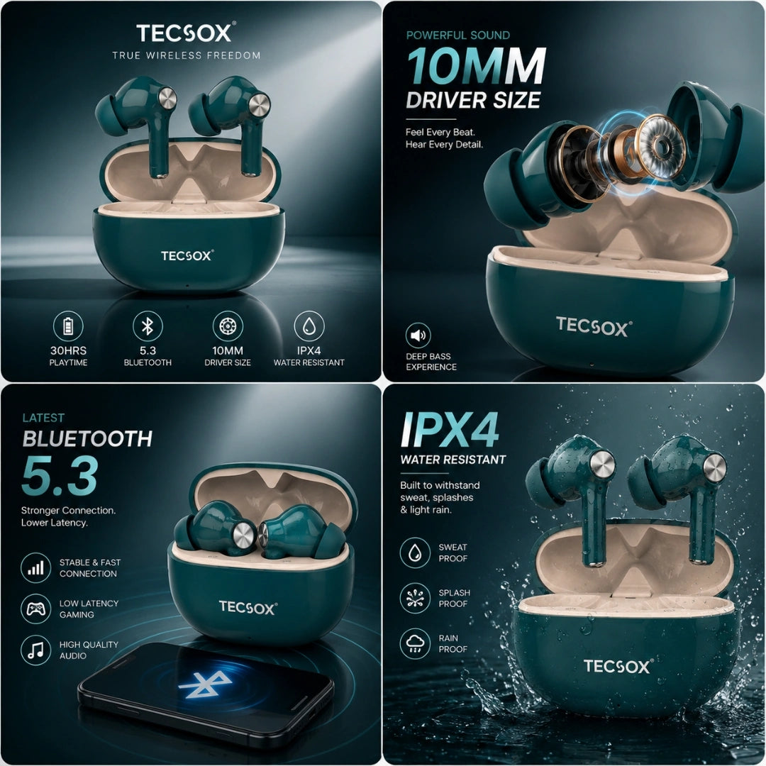 Buy TecSox Neo411 Wireless Earbud With Deep Bass & Comfortable Fit