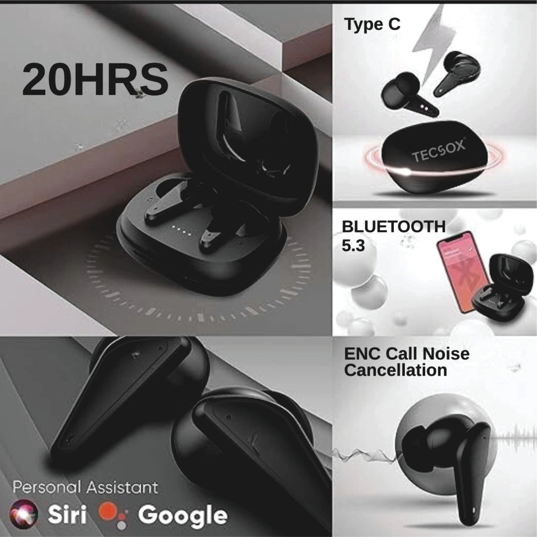 Order TecSox Pulse Bluetooth Earbuds | Deep Bass | Under ₹1000