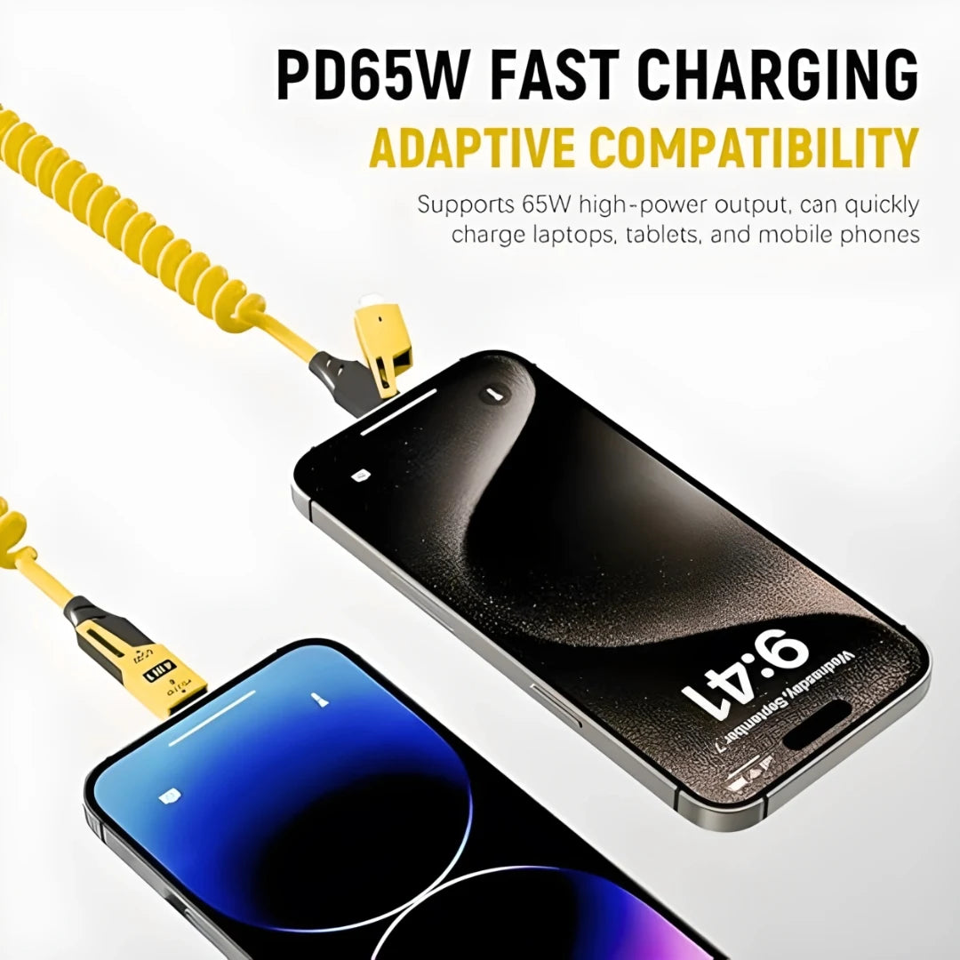 4in1 Coil  Fast Charging Type C Cable with Spring | 480Mbps Data Transfer | 1 m